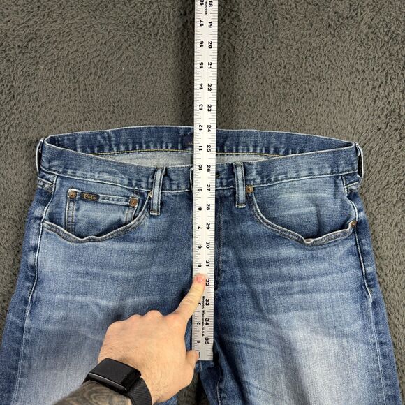 Polo Ralph Lauren Jeans Mens 33x30 Blue Varick Slim Straight Medium Wash Stretch - Picture 13 of 16
